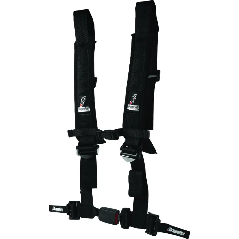DragonFire Racing Harness H-Style- 4-Point- EZ-Adjust- 2in Buckle- Black