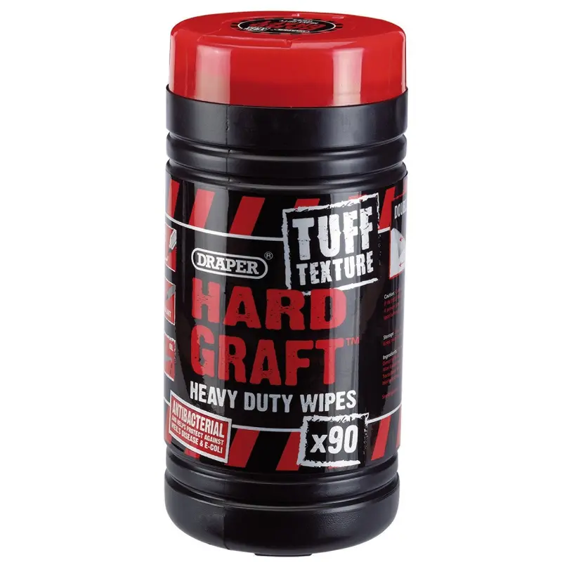 Draper Hard Graft Tuff Texture Heavy Duty Wipes (Tub Of 90) - HGW-HD90
