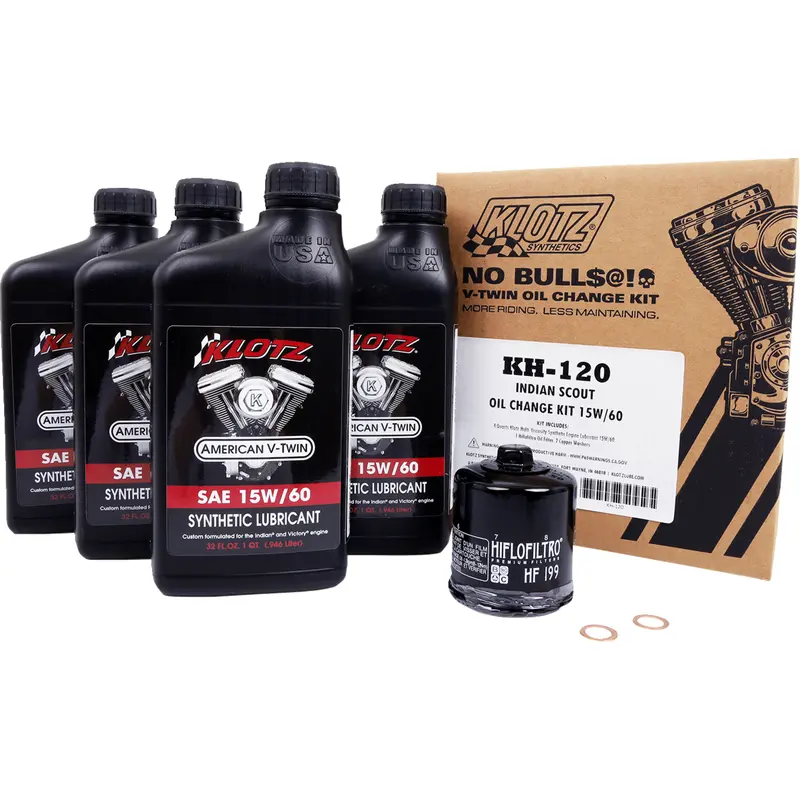 KLOTZ OIL Oil Change Kit - Indian Scout - 15W-60 KH-120