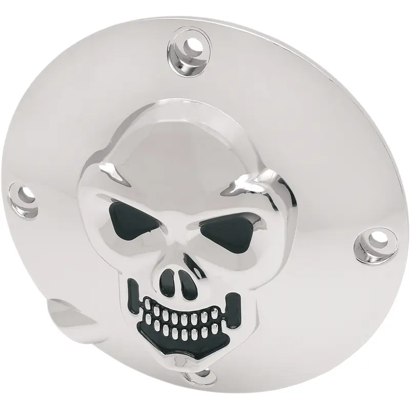 DRAG SPECIALTIES Skull Derby Cover - Chrome - 4-Hole 33-0063