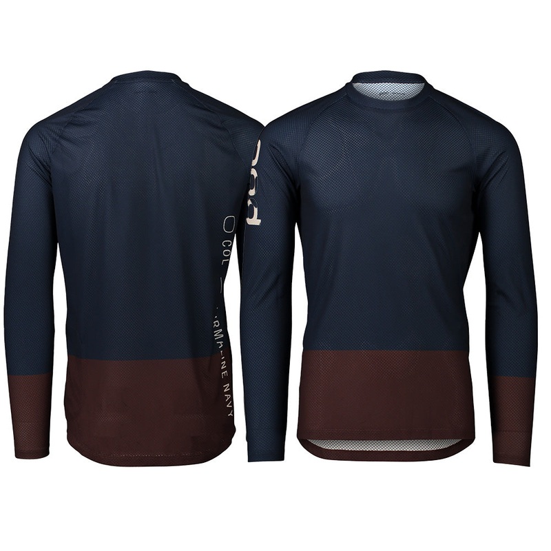POC MTB Pure Long Sleeve Jersey - XL - Turmaline Navy - Axinite Brown